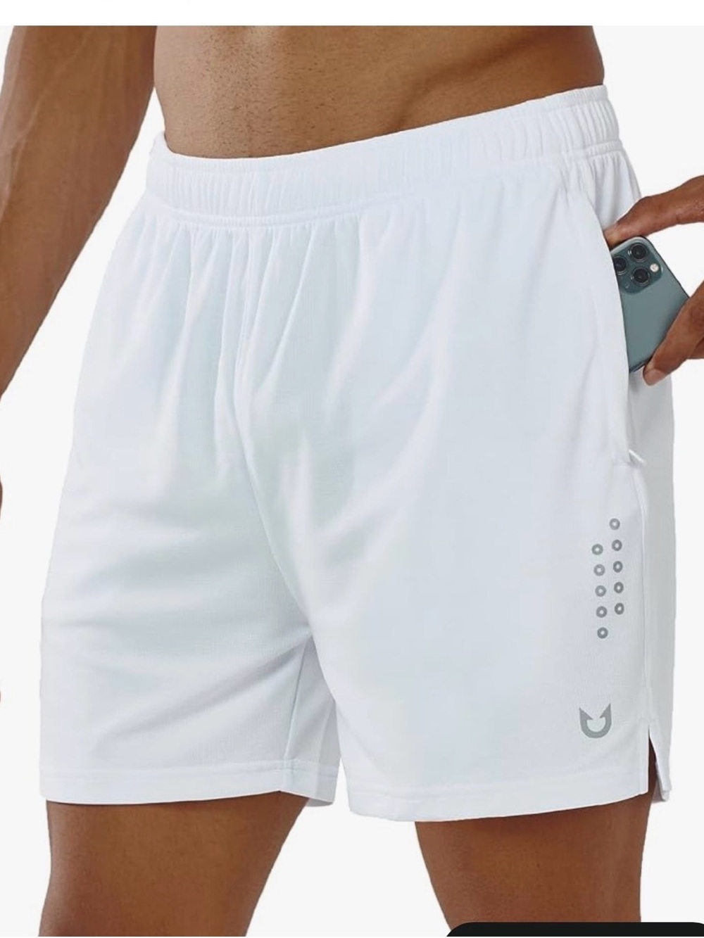 Men's White Athletic Performance Shorts with Secure Pockets